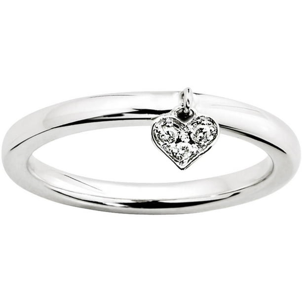 White Rhodium Gold Two Heart as one High Polished Sterling Silver Ring White Rhodium Gold Two Heart as one High Polished Sterling Silver Ring
